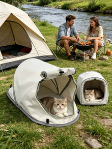 Pet Tent House for Cats & Dogs 68x35x30cm Dark Grey,Lightweight Portable Pet Shelter,Sun‑proof Indoor Outdoor Bed for Camping Picnic Lawn Trip,Ideal for Christmas Halloween Holiday Use & Pet Gift