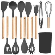 Silicone Kitchen Utensils 12‑Piece Set Dark Grey,Multi‑Function Spatula Soup Spoon for Non‑Stick Cookware,Home Kitchen Accessory,Christmas Halloween Holiday Present for Kitchen Lovers
