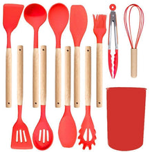 Silicone Kitchen Utensils 12‑Piece Set Red,Heat‑Resistant Spatula and Spoon Kit for Non‑Stick Pan,Everyday Household Cooking Tool,Christmas Halloween Party Favor & Practical Gift