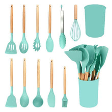 Silicone Kitchen Utensils 12‑Piece Set Dark Green,Complete Spatula & Soup Spoon Cookware Set for Non‑Stick Pots,Daily Home Kitchen Gadget,Christmas Halloween Surprise Gift Idea