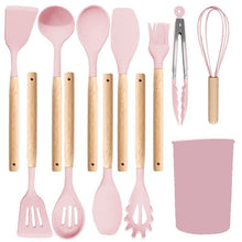 Silicone Kitchen Utensils 12‑Piece Set Pink,Practical Spatula Soup Spoon Kit for Non‑Stick Cookware,Home Cooking Essential,Christmas Halloween Themed Party Kitchen Present