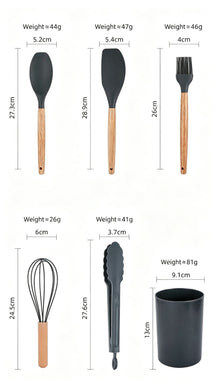 Silicone Kitchen Utensils 12‑Piece Set Off‑White,All‑in‑One Spatula Soup Spoon Cookware Kit,Safe For Non‑Stick Pan,Everyday Home Kitchen Supply,Christmas Halloween House Present