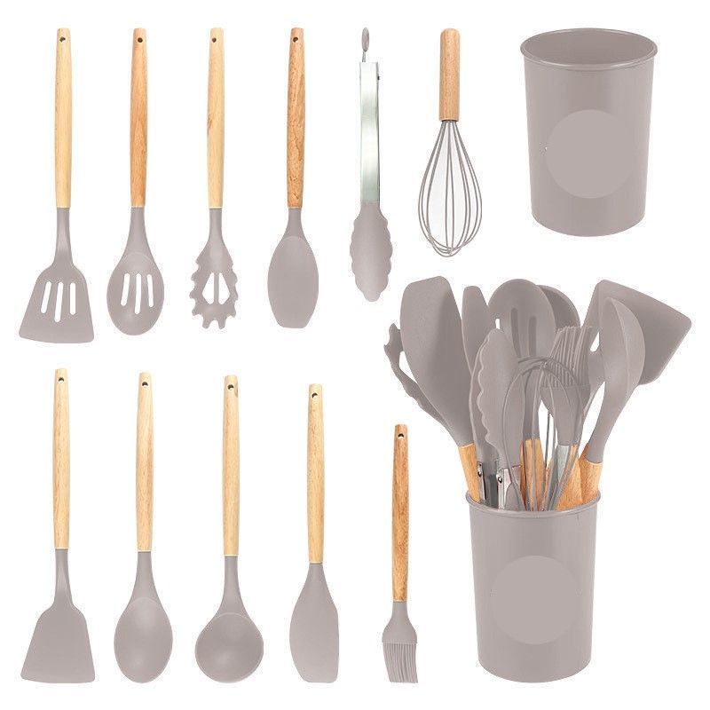 Silicone Kitchen Utensils 12‑Piece Set Khaki,Versatile Silicone Spatula and Soup Spoon Collection,Household Cooking Accessory for Non‑Stick Pots,Christmas Halloween Practical Home Gift
