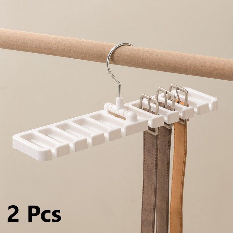 Closet Accessory Hanging Storage Rack,10‑Hole Belt & Tie Organiser for Scarf Display,Beige 2‑Pack,Neat Wardrobe Solution,Christmas Halloween Practical Household Present