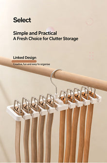 Mixed‑Colour Belt Organiser Hanger,10‑Hole Closet Storage Rack for Belts Ties Scarves,Brown & Beige 2‑Pack,Wardrobe Space Saver,Christmas Halloween Home Decor Matching Gift