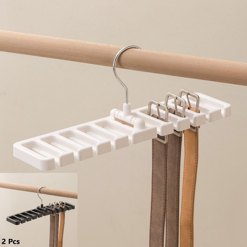Combined Colour Belt & Tie Storage Rack,10‑Hole Hanging Organiser for Scarf Belt Collection,Beige & Black 2‑Pack,Handy Wardrobe Sorting Accessory,Christmas Halloween Holiday Home Present