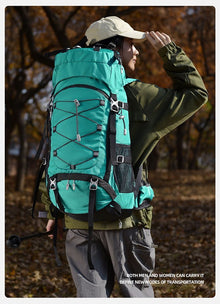Adjustable Volume Outdoor Rucksack 60L Red,Nylon Travel Backpack With Rain Cover,Durable Pack for Hiking & Camping Trips,Christmas Halloween Holiday Adventure Present