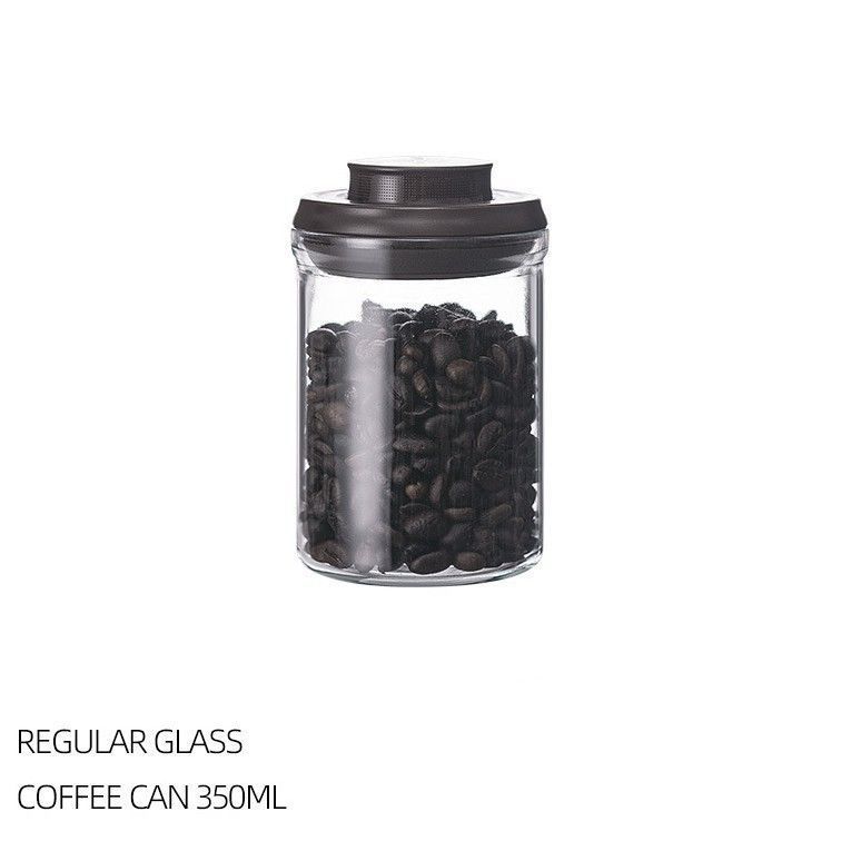 High Borosilicate Glass Airtight Storage Canister 350ml Round Jar,Sealed Container for Coffee Beans Tea Leaves Coffee Powder,Kitchen Pantry Organiser,Christmas Halloween Food Storage Gift