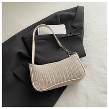 Unique Casual Woven Underarm Bag for Women, Solid Color Sophisticated Single Shoulder Purse With Orchid Pendant, Off‑White, Versatile Daily Styling Accessory, Christmas Halloween Fashion Gift