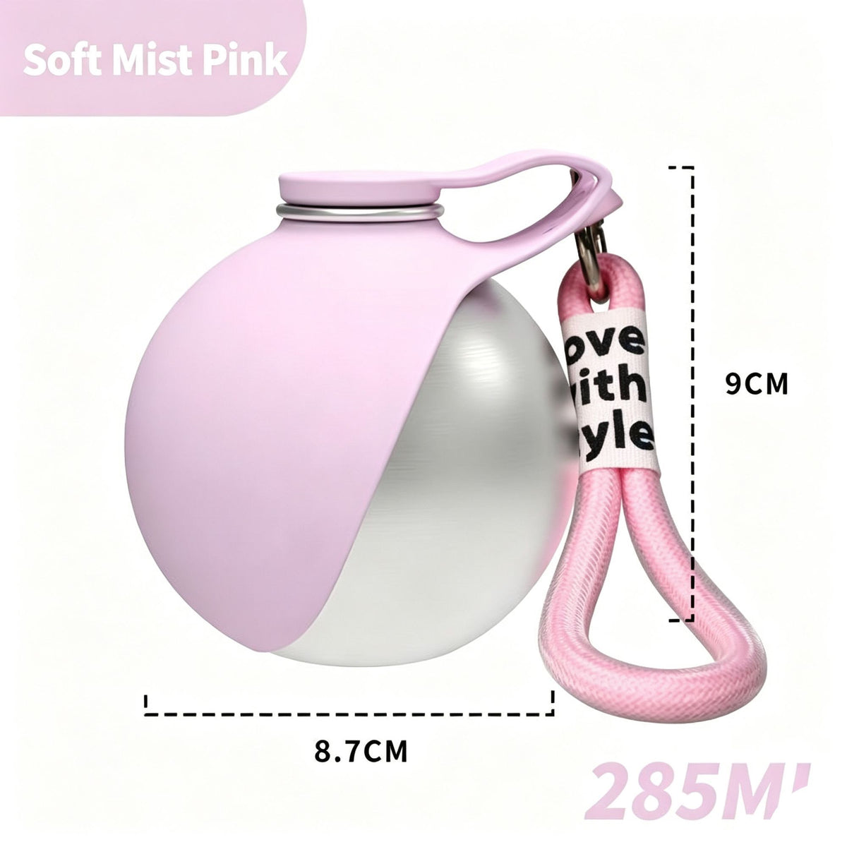 Round 304 Stainless Steel Pet Travel Water Cup, Soft Matte Pink Water Bottle With Pink Lanyard, Foldable Silicone Dog Bowl, Convenient Outdoor Walking Gear, Christmas Halloween Household Pet Present