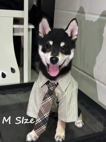 Breathable Thin Pet Shirt for Small Pets, Elegant Collared Clothing Matching Tie, Green, Size M, Back Length 29cm, Ideal for 5‑7kg Pets, Christmas Halloween Pet Holiday Present