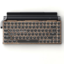 83 Keys Retro Punk Typewriter Mechanical Keyboard, Dual-Mode Bluetooth Hot Swappable Clicky Blue Switch, Wood Grain Shell With White Backlight, Custom Typing Accessory, Christmas Halloween Tech Enthusiast Gift