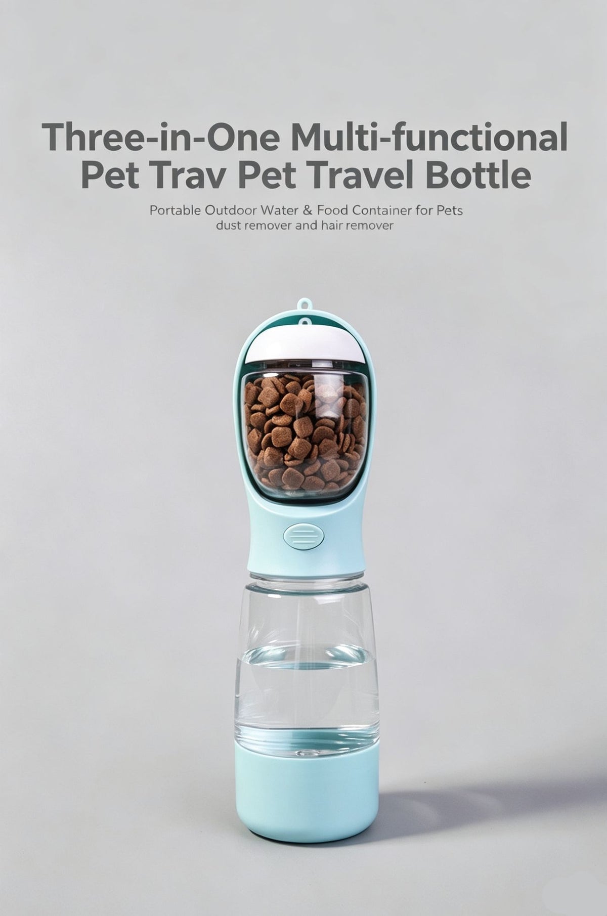 3-in-1 Outdoor Pet Water & Food Travel Bottle for Cats & Dogs, Sky Blue, 400ml Water 150ml Food Storage With Waste Bag Box & Hand Strap, Multi-Functional Walking Supply, Christmas Halloween Pet Lover Gift