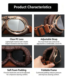 Retro Bronze Harley Helmet Riding Goggles, Wind & Sand Proof Motocross Eyewear, Bronze Frame with Smoke Grey Lens, Versatile Outdoor Cycling Accessory, Christmas Halloween Biker Holiday Gift