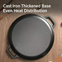 Deepened Double Handle Cast Iron Griddle, Thick Uncoated Iron Pan for Family BBQ & Indoor Cooking, 33cm Deep Griddle, Even Heat Distribution for Steaks & Veggies, Christmas & Halloween Practical Kitchen Gift
