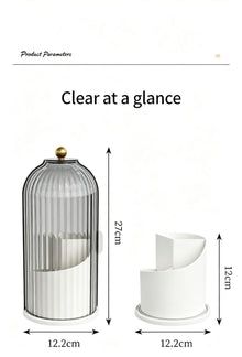 Rotatable Birdcage Vanity & Desktop Organiser, Dustproof Compartment Storage for Cosmetics, Stationery, Toothpaste, Knives, Forks & Spoons, Transparent Grey, 2 Pack, Christmas & Halloween Multi-scene Gift
