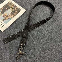 Punk Style Metal Sheep Head Rivet Belt, Vintage Distressed Unisex Strap, Edgy Subculture Waist Chain, Sheep Head Design, 3.8cm Width, 115cm Length, Christmas & Halloween Fashion Gift