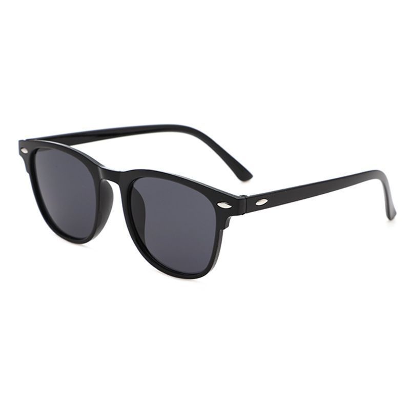 Full Frame Retro Round Sunglasses, Versatile Fashion Slimming Sun Shades, Gloss Black Frame with Black Grey Lenses, Christmas & Halloween Fashion Accessory Gift