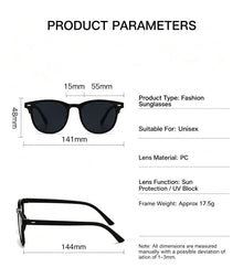 Full Frame Retro Round Sunglasses, Versatile Fashion Slimming Sun Shades, Gloss Black Frame with Black Grey Lenses, Christmas & Halloween Fashion Accessory Gift