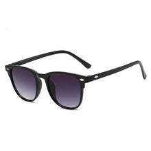 Classic Full Frame Round Sun Glasses, Trendy Retro Style Eyewear for Daily Outfits, Gloss Black Frame with Dual Grey Lenses, Christmas & Halloween Casual Wear Present