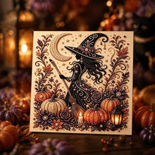 DIY Acrylic Pearl Art 20x20cm Stretched Frame Pearl Material Set Crescent Witch Pattern Popular Halloween Holiday Gift