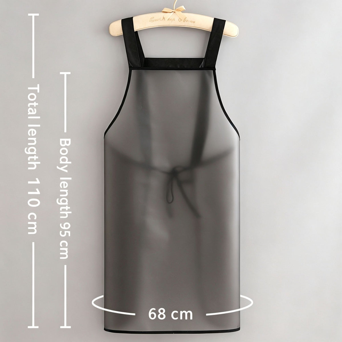 Black 95cm No Pocket | TPU Waterproof Oil-Proof Apron | Halloween Catering Service Gift | Medium Length Casual Kitchen Apron