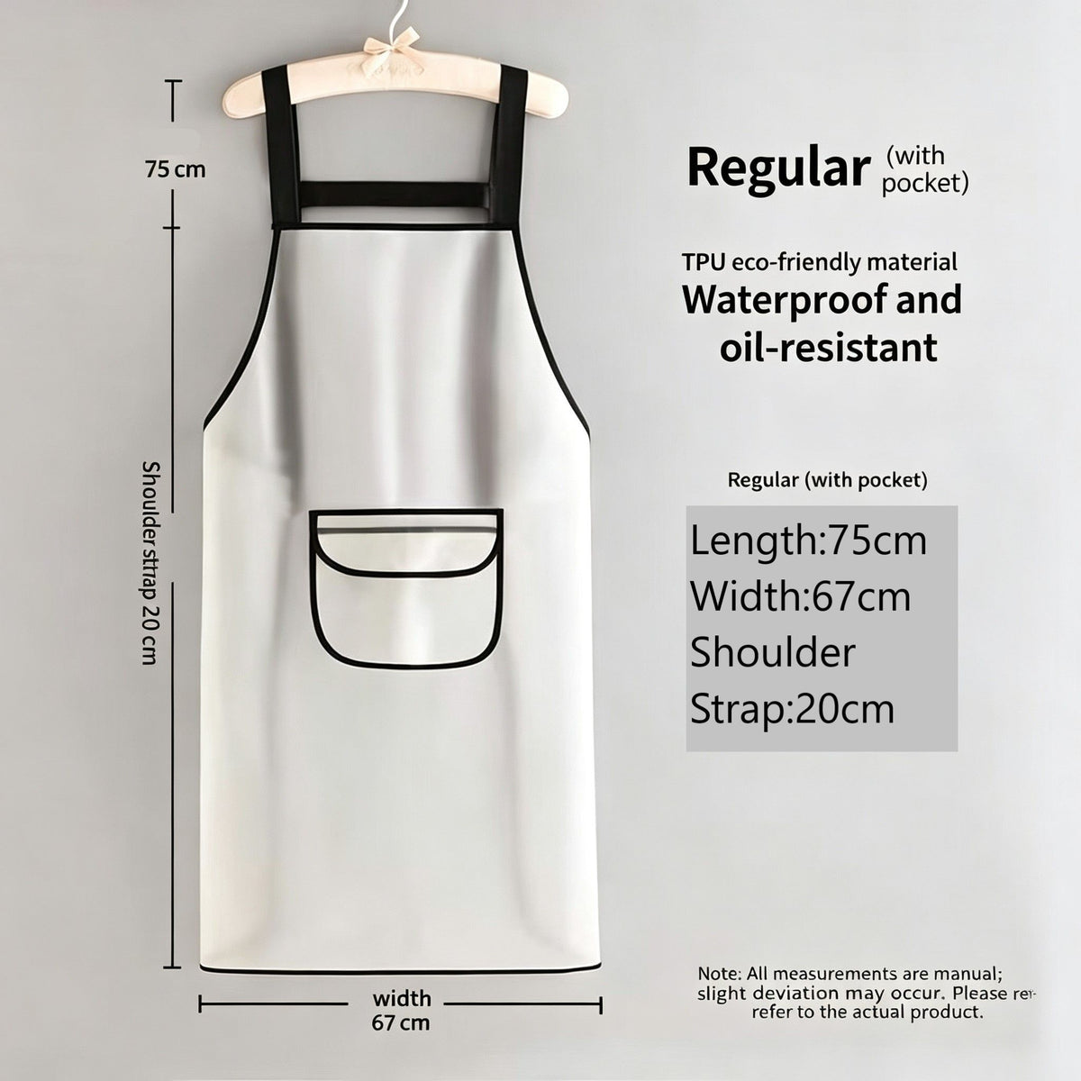 White 75cm with Pocket | TPU Hygienic Work Apron | Halloween Dessert Shop Gift | Pocket Short Baking Apron
