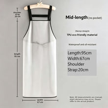 White 95cm No Pocket | TPU Waterproof Oil-Proof Apron | Halloween Catering Hygiene Gift | Medium Length Clean Kitchen Apron