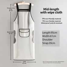 White 95cm with Hand Towel | TPU Stain Resistant Apron | Halloween Clean Kitchen Gift | Hand Wipe Medium Cooking Apron