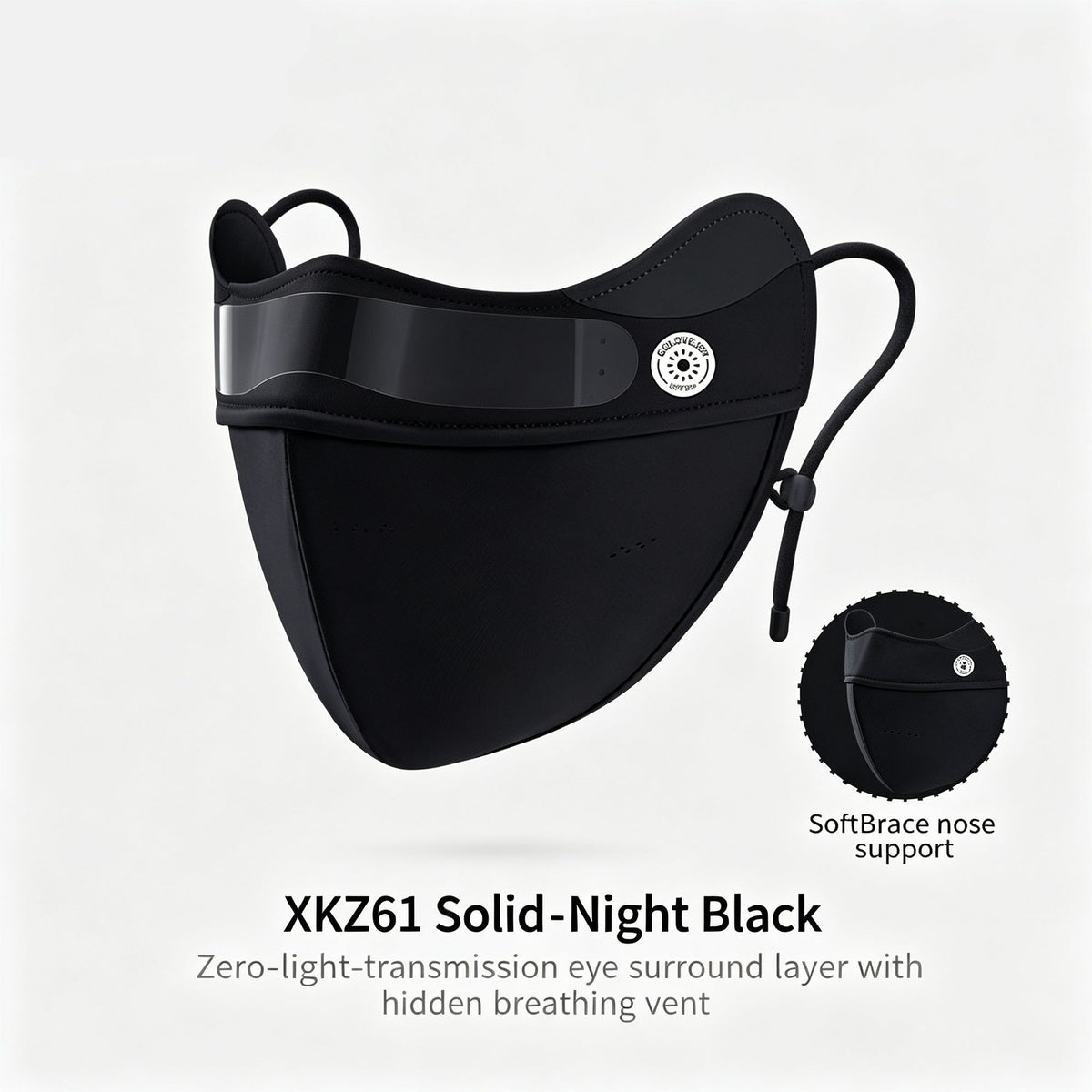 Eye Makeup Friendly Version Night Black One Size | Makeup Safe Sun Protection Mask | Halloween Makeup Essential Gift | No Rub-off UV Block Breathable Face Cover