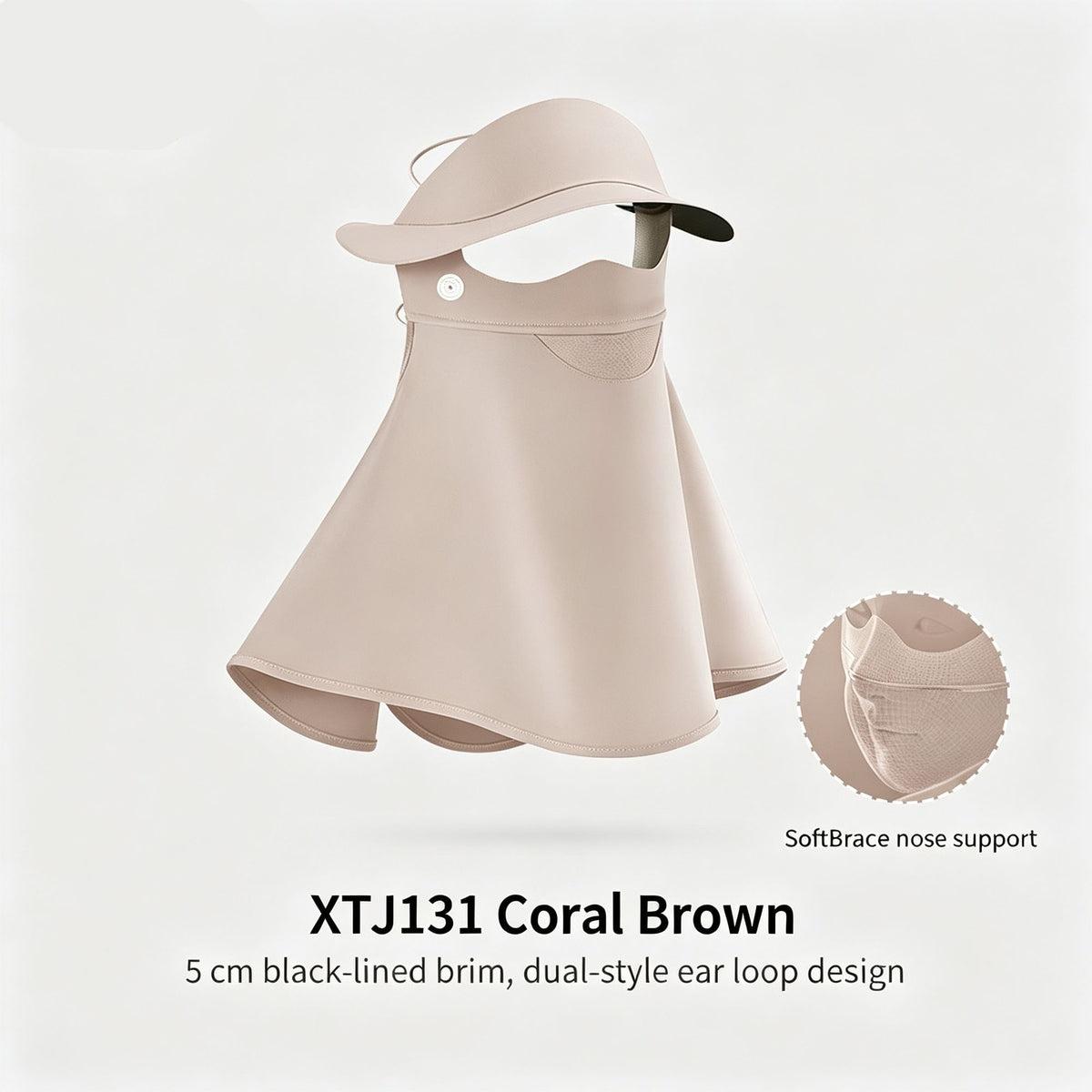 Extra Long Neck Version Coral Brown Gift Box One Size | Premium Long Neck Sun Mask | Halloween Deluxe Gift Box | Full Coverage UV Protection Ice Silk Face Cover