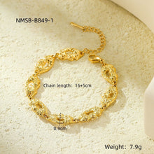 02 Textured Irregular Chain Gold | Titanium Steel Bracelet | Halloween Retro Stack Gift | Hammered Gold Plated Stainless Steel Fashion Hand Ornament