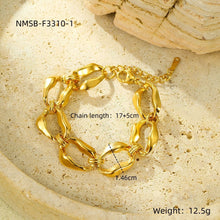 06 Irregular Geometric Chain Gold | Titanium Steel Designer Bracelet | Halloween Niche Design Gift | Gold Plated Stainless Steel Spliced Link Hand Ornament