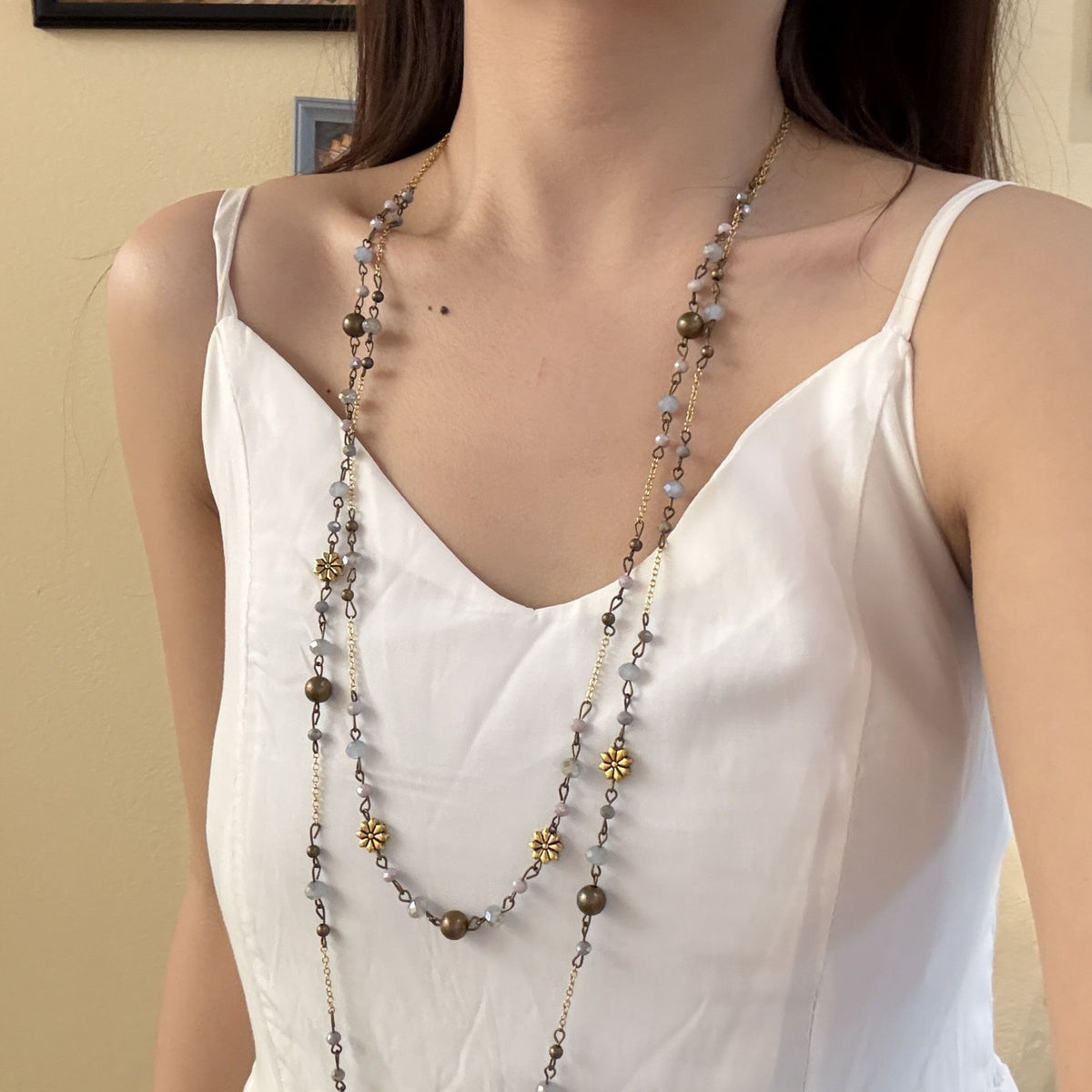 Antique Distressed | Retro Worn-out Beaded Necklace | Halloween Grunge Vintage Gift | Old-school Layered Clavicle Chain Y2K Streetwear Accessory
