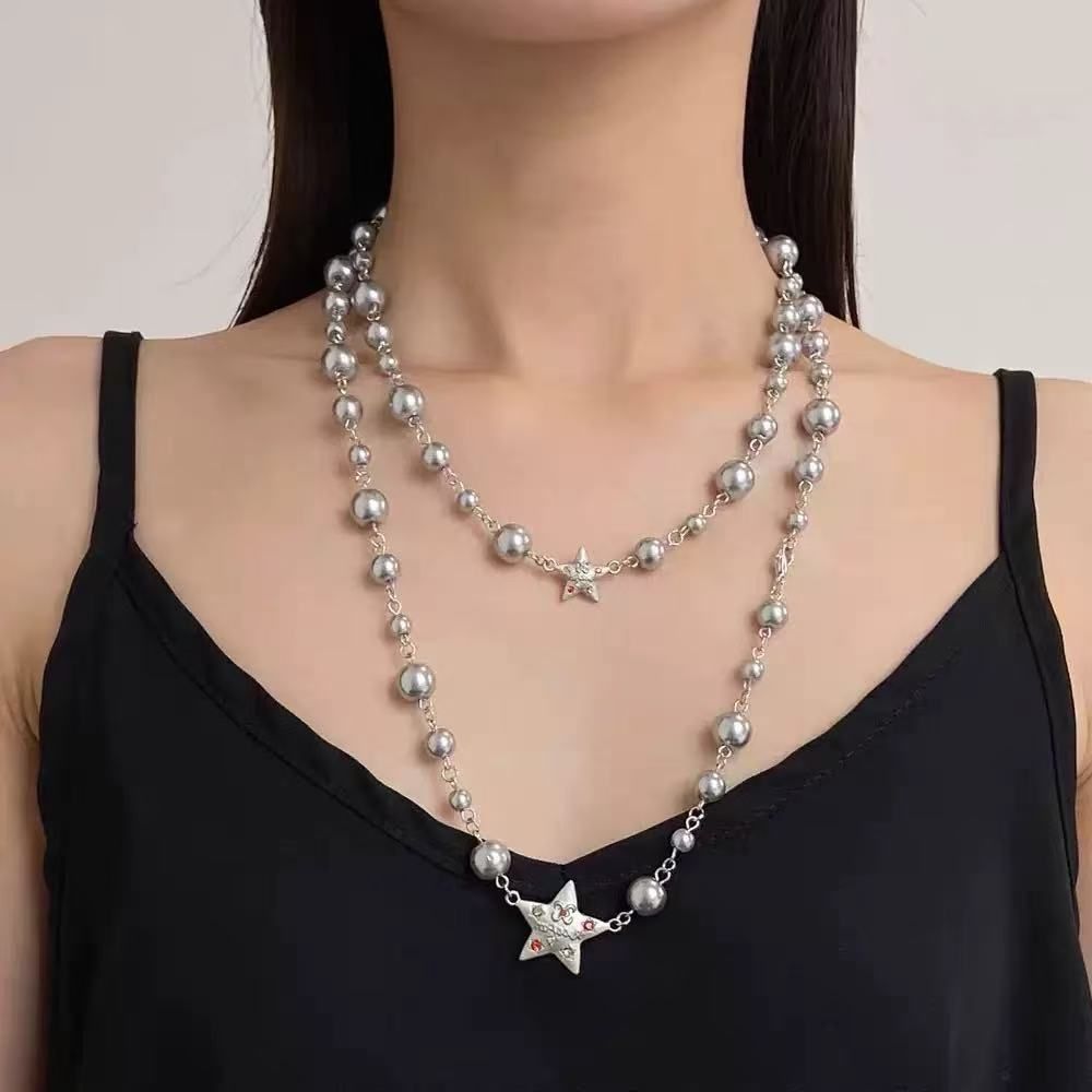 Mixed Size Star Layered | Y2K Dual-size Star Necklace | Halloween Galaxy Style Gift | Stacked Big-small Star Clavicle Chain Cool Spicy Girl Accessory
