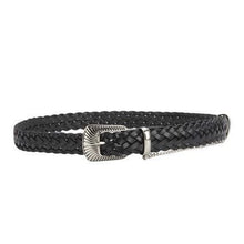 Black 105cm | Cleanfit Western Retro Woven Leather Belt | Halloween Daily Outfit Gift | No-Hole Versatile Unisex Regular Casual Waist Belt