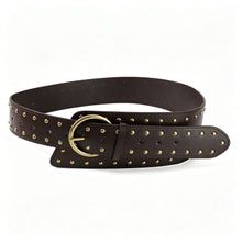 Coffee Suede | Punk Retro Suede Wide Waist Cincher | Halloween Soft Texture Gift | Metal Rivet Retro Style Women's Decorative Belt