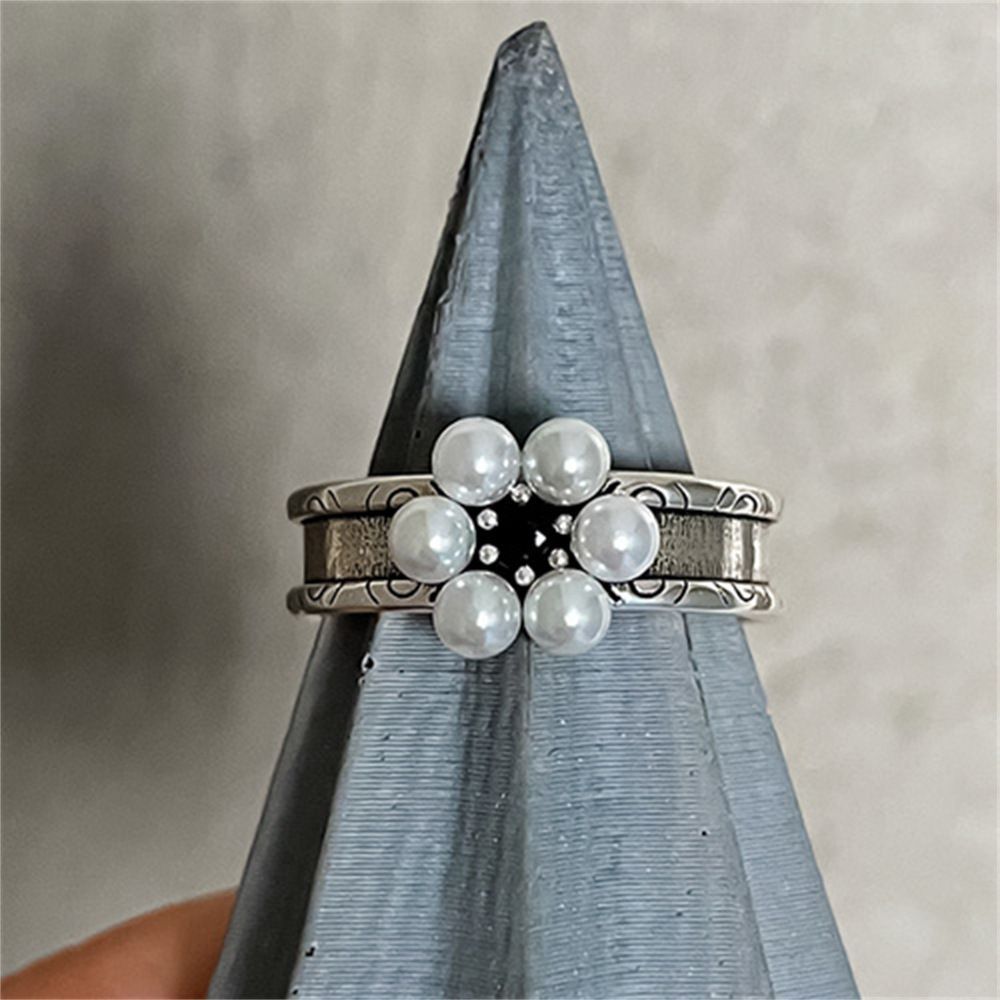 JZ0278 Wide Flat Band | Vintage Silver Wide Open Ring | Halloween Bold Statement Gift | Fade-Proof Adjustable Wide Flat Temperament Women's Fashion Ring