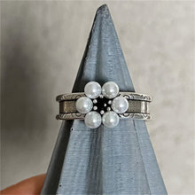JZ0278 Wide Flat Band | Vintage Silver Wide Open Ring | Halloween Bold Statement Gift | Fade-Proof Adjustable Wide Flat Temperament Women's Fashion Ring