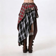 Plaid Size M | Retro Checkered Asymmetric Skirt | Halloween Daily Casual Gift | High Waist Versatile Sweet Cool Pleated Mini Skirt