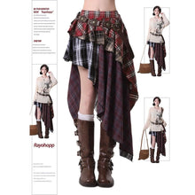 Plaid Size XL | Retro Irregular Check Skirt | Halloween Plus Size Spicy Girl Gift | Curvy Fit High Waist Sweet Cool Pleated Skirt