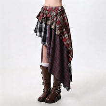 Plaid Size XL | Retro Irregular Check Skirt | Halloween Plus Size Spicy Girl Gift | Curvy Fit High Waist Sweet Cool Pleated Skirt