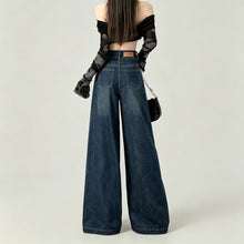 Vintage Blue Size M | Retro High Waist Straight Denim Jeans | Halloween Daily Versatile Gift | Double Button Loose Fit Wide Leg Casual Long Trousers