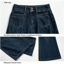 Vintage Blue Size M | Retro High Waist Straight Denim Jeans | Halloween Daily Versatile Gift | Double Button Loose Fit Wide Leg Casual Long Trousers