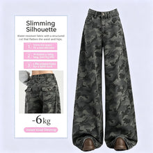 Camo Size L | Vintage High Waist Wide Leg Camo Jeans | Halloween Hip & Tummy Covering Gift | High Waist Relaxed Fit Casual Denim Pants