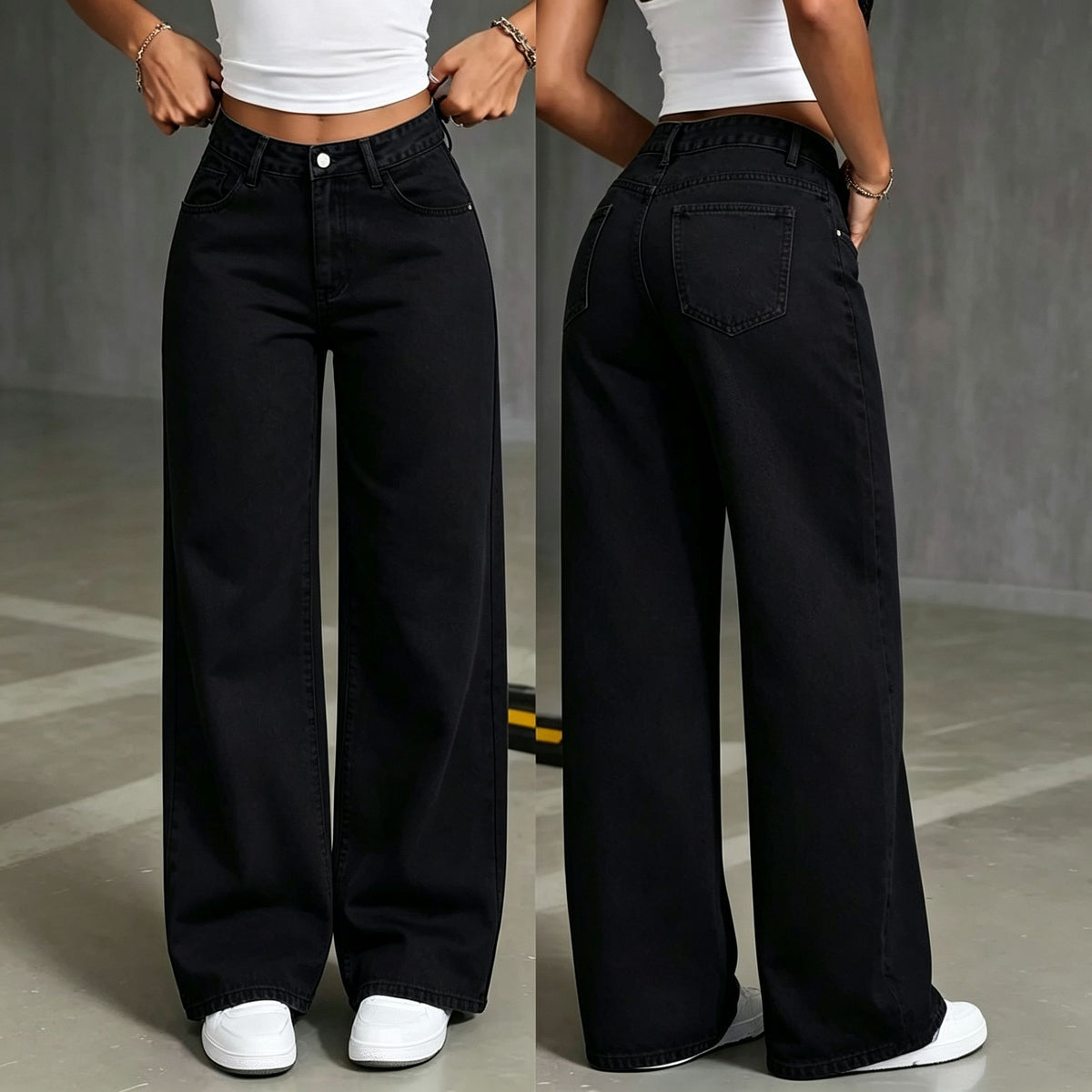 Black Size 5XL (Recommended 92.5-100.0kg / 203.9-220.5lbs) | Extra Large Straight Jeans | Halloween Full Figure Comfort Gift | High Waist Loose Fit Fashion Women Denim