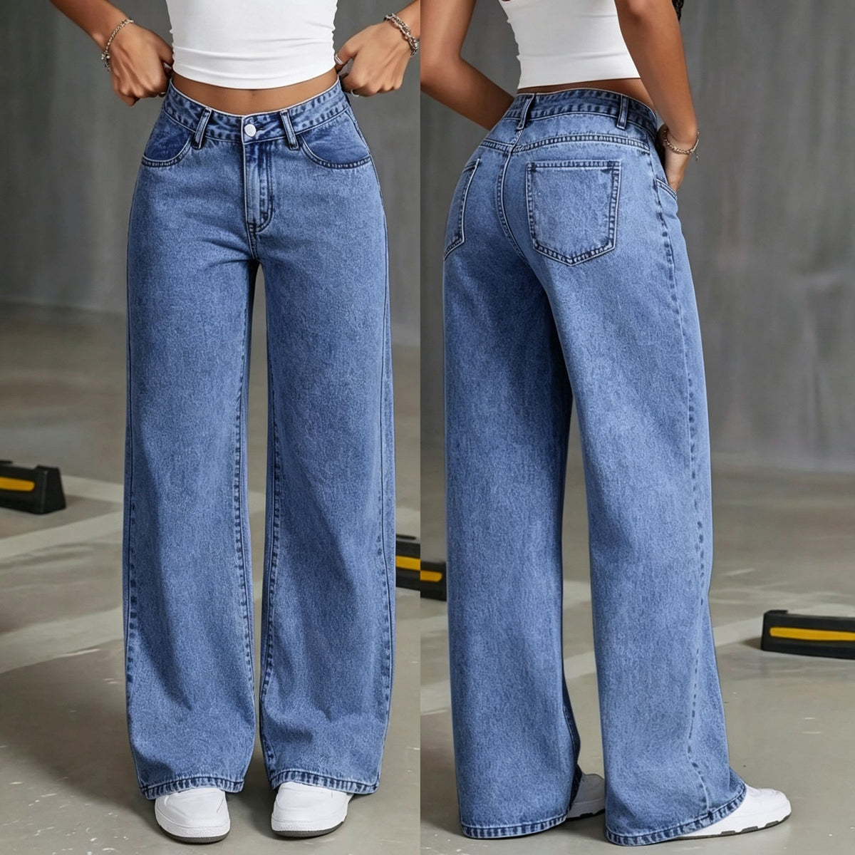 Medium Blue Size M (Recommended 47.5-55.0kg / 104.7-121.3lbs) | Casual Straight Loose Jeans | Halloween Classic Daily Gift | High Waist Relaxed Fit Fashion Women Denim