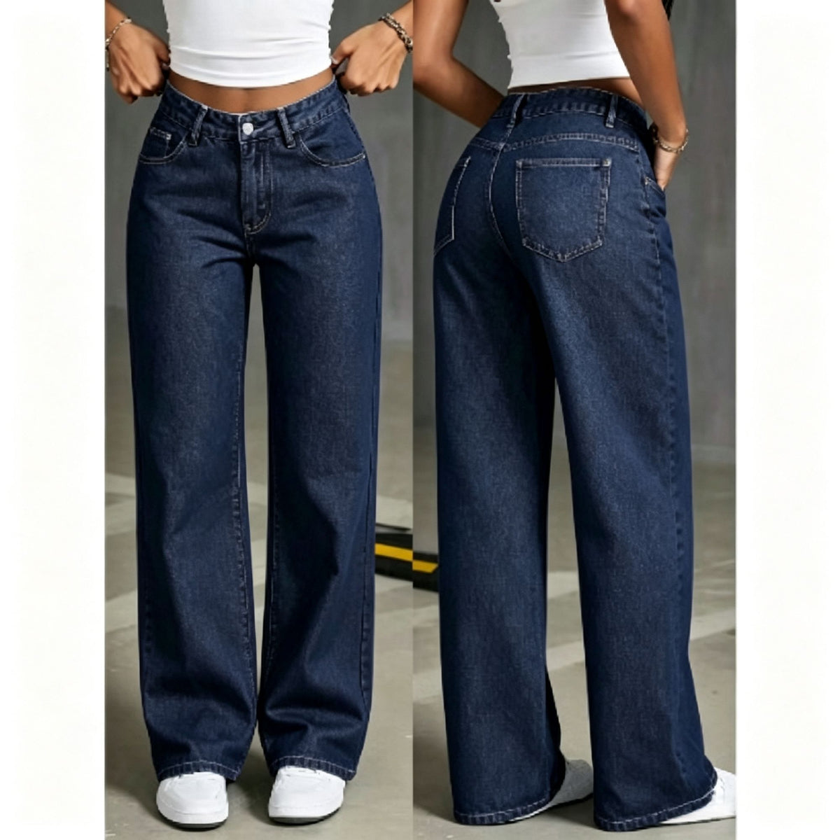 Dark Blue Size 5XL (Recommended 92.5-100.0kg / 203.9-220.5lbs) | Extra Large Straight Jeans | Halloween Retro Full Figure Gift | High Waist Loose Fit Denim