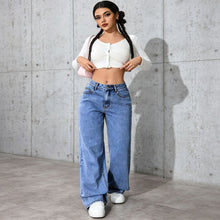 Dark Blue Size 5XL (Recommended 92.5-100.0kg / 203.9-220.5lbs) | Extra Large Straight Jeans | Halloween Retro Full Figure Gift | High Waist Loose Fit Denim