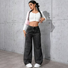 Black Gray Size 5XL (Recommended 92.5-100.0kg / 203.9-220.5lbs) | Extra Large Straight Jeans | Halloween Vintage Full Figure Gift | High Waist Loose Fit Denim